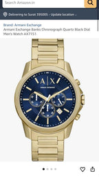 EMPORIO ARMANI GOLD BLUE CHRONOGRAPH (ALL WORKING) BEST QUALITY