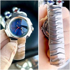 OAKLEY SILVER BLUE DATE WORKING METAL WATCH