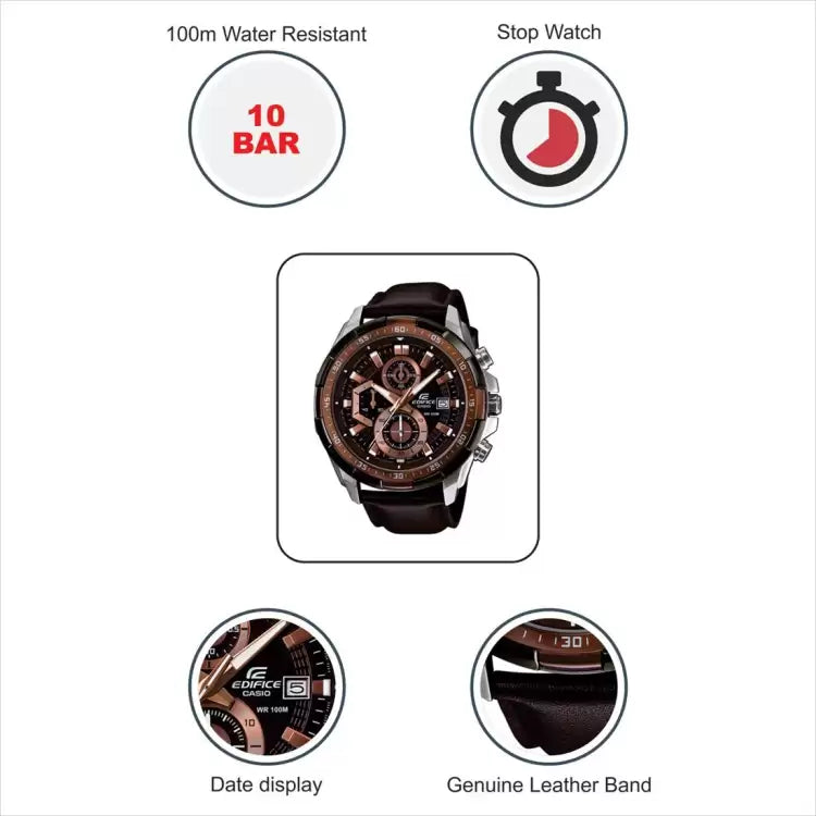 EDIFICE CASIO CHRONOGRAPH WATCH (LEATHER BELT)