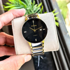 RADO QUARTZ SILVER GOLD WITH BLACK DIAL