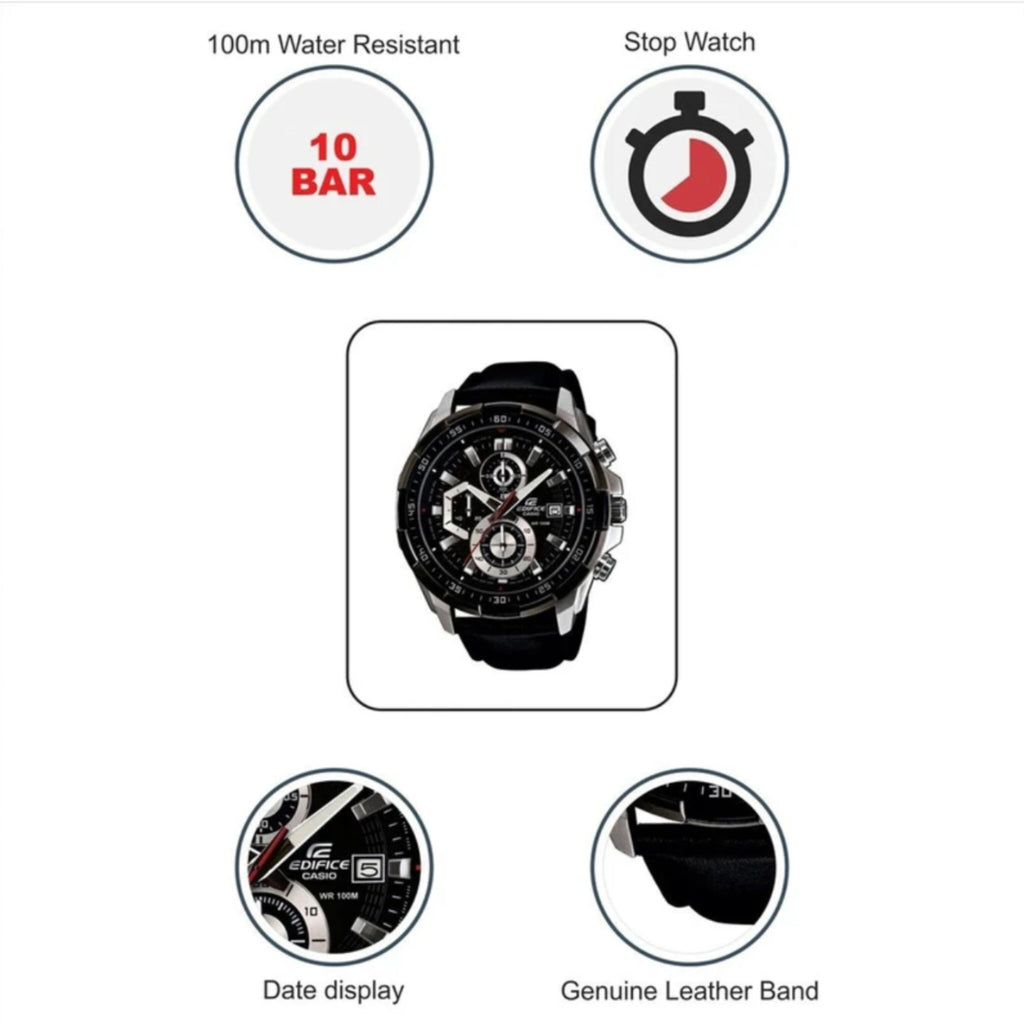 EDIFICE CASIO CHRONOGRAPH WATCH (LEATHER BELT)