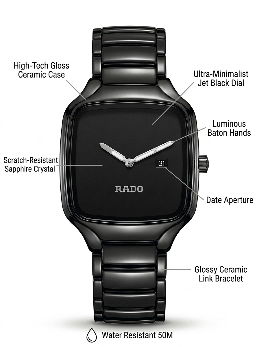 RADO FULL BLACK STEALTH SQUARE EDITION